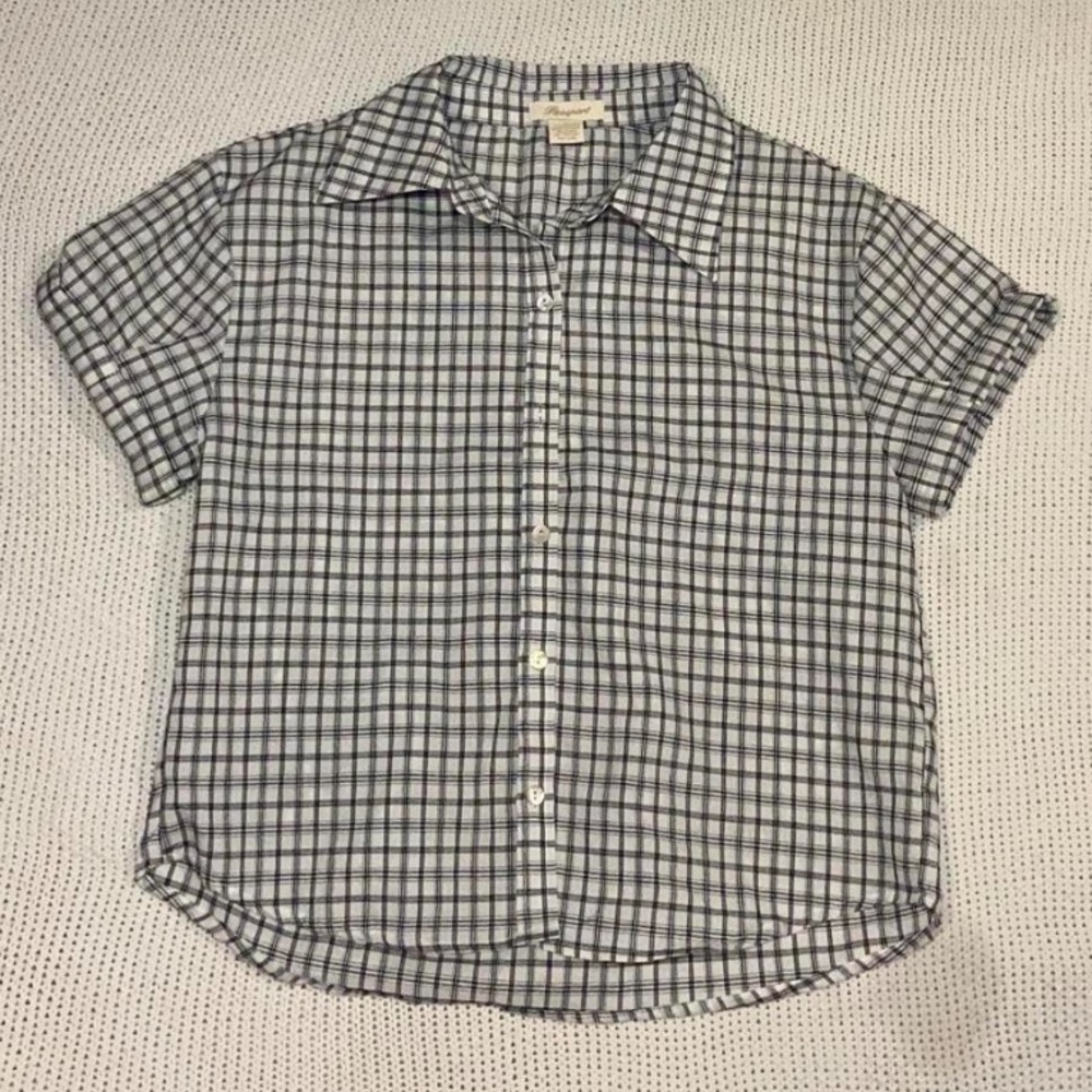 Passport Blue and White Checkered Kids Shirt